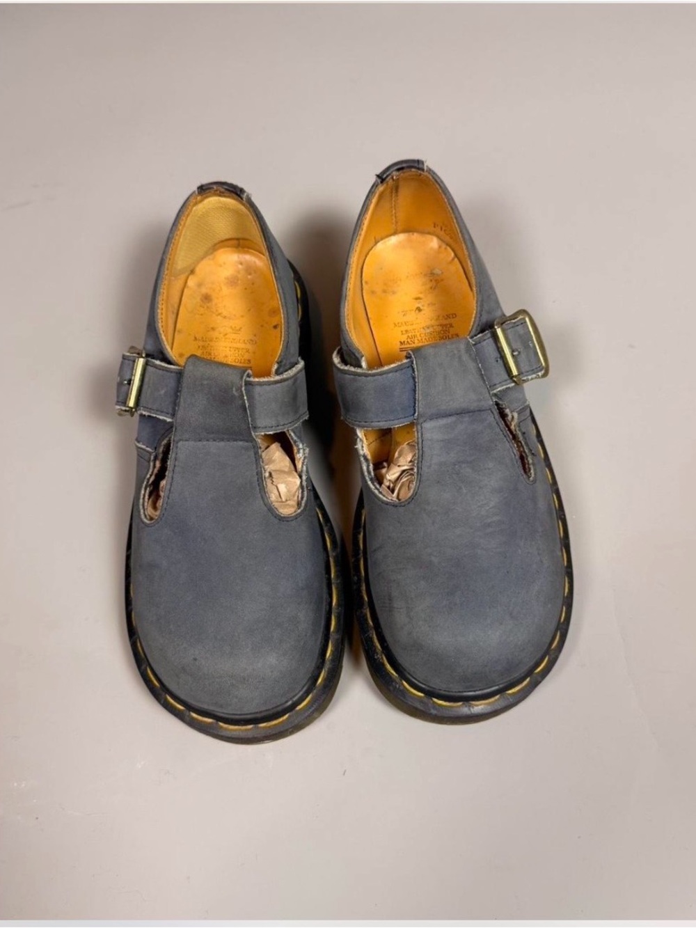 Navy blue Dr. Martens boots made in England